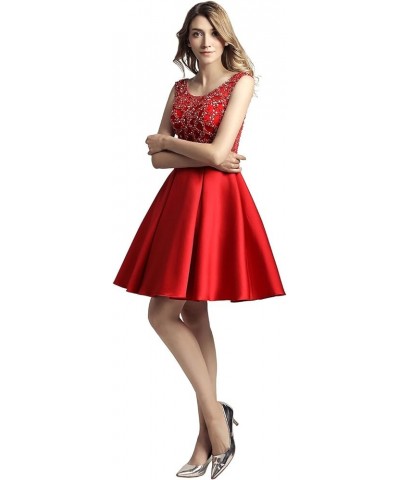 Women's Short Tulle Beading Homecoming Dresses 2022 Prom Party Gowns 439-red $17.80 Dresses