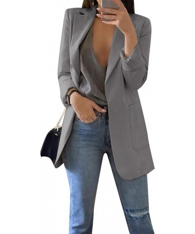 Womens Work Casual Oversized Blazers Long Sleeve Open Front Office Business Jackets Grey $16.80 Blazers