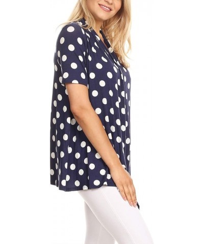 Women's Basic Short Sleeve Open Front Pattern Print Polka Dot Cardigan S-3XL Made in USA Hcd00637 Polka Navy $9.75 Sweaters