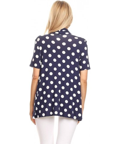 Women's Basic Short Sleeve Open Front Pattern Print Polka Dot Cardigan S-3XL Made in USA Hcd00637 Polka Navy $9.75 Sweaters