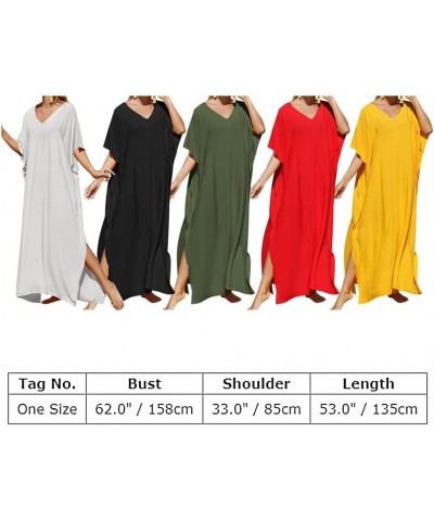 Women Kaftan Dress Multicolor Cover Up Floor Length Batwings Caftan Swimsuit One Size Modest Beach Kimono Coverup White $12.7...