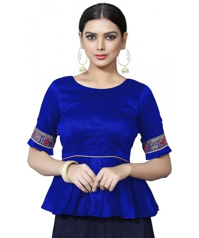 Women's Blouse for Saree New Indian Readymade Bollywood Designer Party Wear Padded Crop Top Choli Plus Size Royal Blue 4 $25....