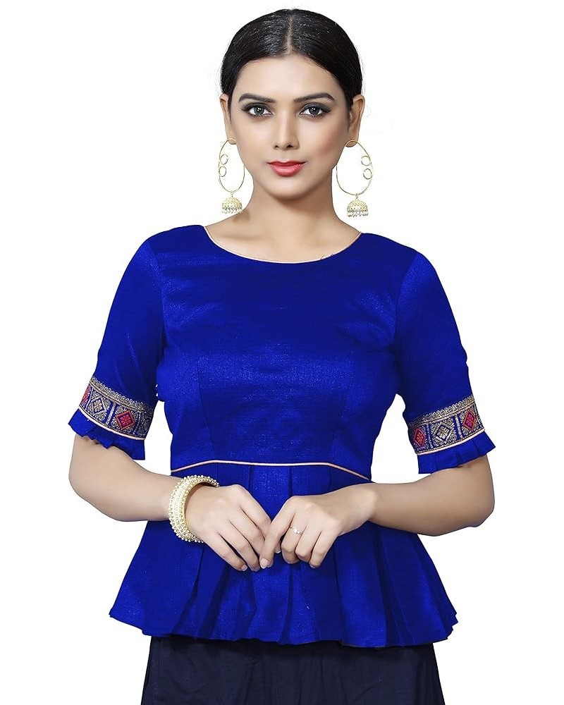 Women's Blouse for Saree New Indian Readymade Bollywood Designer Party Wear Padded Crop Top Choli Plus Size Royal Blue 4 $25....