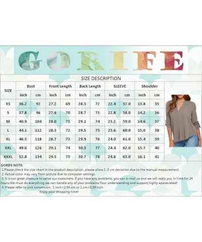 Womens 3/4 Sleeve Chiffon Work Blouses V Neck Elegant Loose Blouses Plus Size XS-3X Grey $11.25 Blouses