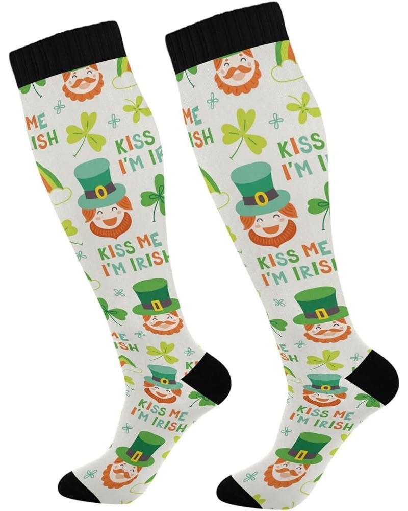 Compression Socks for Men and Women Stripe Knee High Socks Support for Sport Running Hiking Fitness St. Patrick's Day Seamles...