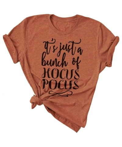 Hocus Pocus Halloween Shirts for Women Fall Tee Shirt Classic Halloween Movie Tops Burnt Orange1 $12.75 Tops