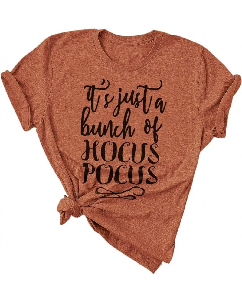 Hocus Pocus Halloween Shirts for Women Fall Tee Shirt Classic Halloween Movie Tops Burnt Orange1 $12.75 Tops