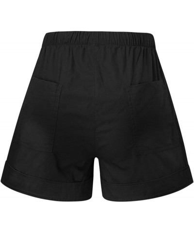 Shorts with Pockets for Women Cotton Drawstring Elastic Waist Casual Shorts Loose Lounge Summer Shorts Black 2 $3.89 Activewear