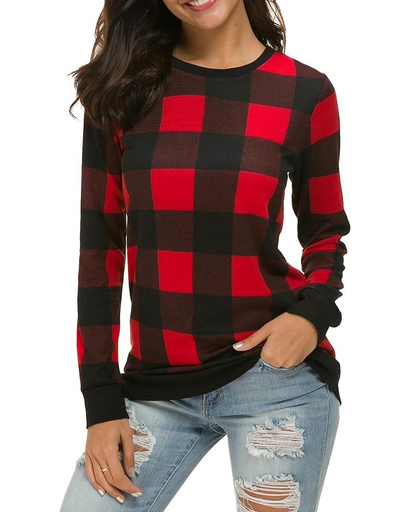 Womens Long Sleeve Loose Casual Tunic Pullover Sweatshirt Tops A-red $13.24 Tops