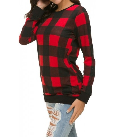 Womens Long Sleeve Loose Casual Tunic Pullover Sweatshirt Tops A-red $13.24 Tops