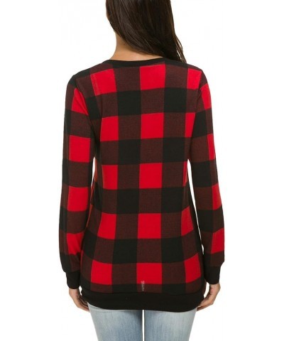 Womens Long Sleeve Loose Casual Tunic Pullover Sweatshirt Tops A-red $13.24 Tops