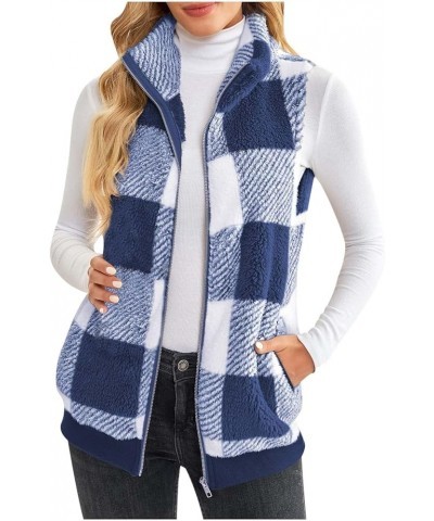 Sherpa Vest Jacket for Women Winter Sleeveless Lightweight Fuzzy Fleece Vest with Pockets Faux Fur Outerwear Coats Blue $9.16...