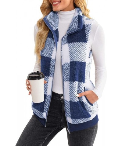 Sherpa Vest Jacket for Women Winter Sleeveless Lightweight Fuzzy Fleece Vest with Pockets Faux Fur Outerwear Coats Blue $9.16...