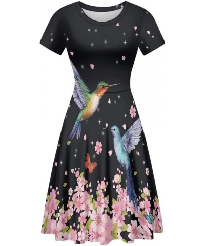 Women's Summer Floral Animal Print T Shirt Dress Casual Loose Short Sleeve A Line Swing Dress Kingfisher Cherry Bloom $14.70 ...