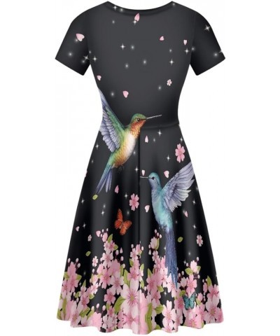 Women's Summer Floral Animal Print T Shirt Dress Casual Loose Short Sleeve A Line Swing Dress Kingfisher Cherry Bloom $14.70 ...