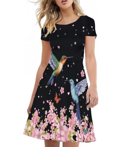 Women's Summer Floral Animal Print T Shirt Dress Casual Loose Short Sleeve A Line Swing Dress Kingfisher Cherry Bloom $14.70 ...