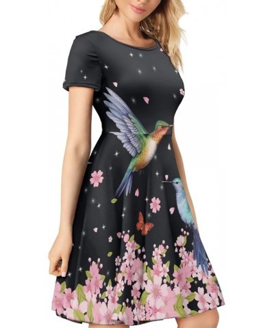 Women's Summer Floral Animal Print T Shirt Dress Casual Loose Short Sleeve A Line Swing Dress Kingfisher Cherry Bloom $14.70 ...