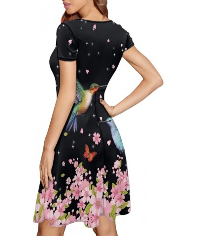 Women's Summer Floral Animal Print T Shirt Dress Casual Loose Short Sleeve A Line Swing Dress Kingfisher Cherry Bloom $14.70 ...