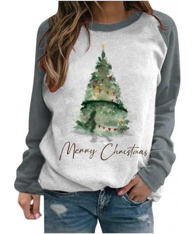 Women's Christmas Sweatshirts Santa Hat Snowflake Funny Graphic Crewneck Long Sleeve Fleece Pullover Tops Xmas Gift 05 Gray $...