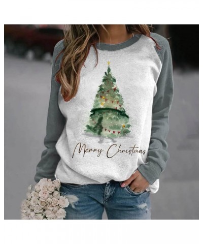 Women's Christmas Sweatshirts Santa Hat Snowflake Funny Graphic Crewneck Long Sleeve Fleece Pullover Tops Xmas Gift 05 Gray $...