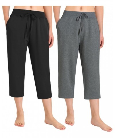 Women's Cotton Capri Pants with Pockets Black Graniteheather 2 Pack $14.40 Pants