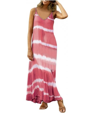 Women's Plus Size Mini Dress Gradient Tie-Dye Striped V Neck Loose Maxi Dress(S-5Xl) Summer Clothes for Teens Pink $10.49 Dre...