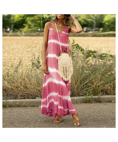 Women's Plus Size Mini Dress Gradient Tie-Dye Striped V Neck Loose Maxi Dress(S-5Xl) Summer Clothes for Teens Pink $10.49 Dre...