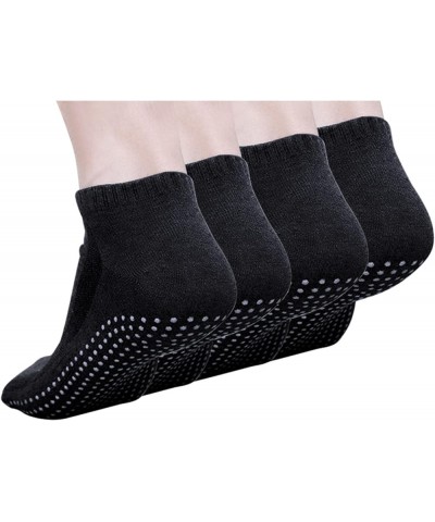 Non Slip Socks Grip Socks for Women Men Cotton Ankle Socks Yoga Socks Pilates Socks Grips Hospital Socks 4 Pairs Black $10.25...