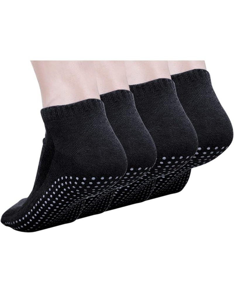 Non Slip Socks Grip Socks for Women Men Cotton Ankle Socks Yoga Socks Pilates Socks Grips Hospital Socks 4 Pairs Black $10.25...