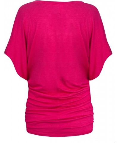 Womens Super Comfy Boat Neck Dolman Top Shirt Fuchsia $10.59 T-Shirts