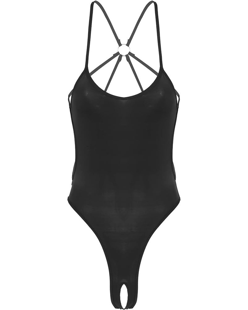 Women's Translucent Sheer When Wet Swimsuit One Piece Monokini Swimwear Bathing Suit Black $5.69 Swimsuits