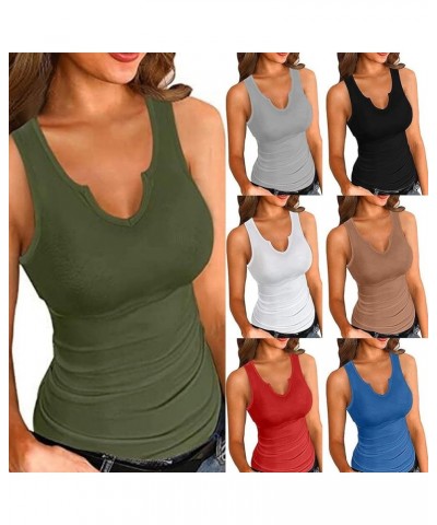 Women's Ribbed Racerback Tank Tops Sleeveless Casual Basic Cami Tops Workout Fittness Vest Bulit in Bra Undershirts 002-red $...