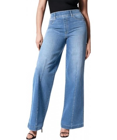 Mid Waist Wide Leg Jeans Seamed Front Baggy Jeans Oprah Favorite Jeans Elastic Waist 2023 New Wide Leg Jean Light Blue $11.31...