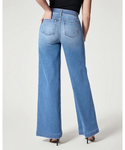 Mid Waist Wide Leg Jeans Seamed Front Baggy Jeans Oprah Favorite Jeans Elastic Waist 2023 New Wide Leg Jean Light Blue $11.31...