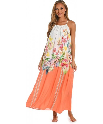 Women's Standard Maxi Dress Swimsuit Cover Up Coral//Into the Garden $36.79 Swimsuits