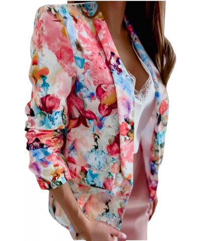 Fashion Spring Coats Womens Elegant Blazer Jackets Floral Print Overcoat Casual Lapel Outwear Loose Open Front Cardigan Pink ...