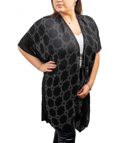 Beach Cover Up Swimsuit Sheer Kimono Ruana Shawl Scarf Wrap Ko19112jms-black/Silver $12.00 Swimsuits