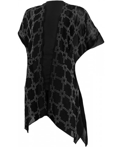 Beach Cover Up Swimsuit Sheer Kimono Ruana Shawl Scarf Wrap Ko19112jms-black/Silver $12.00 Swimsuits