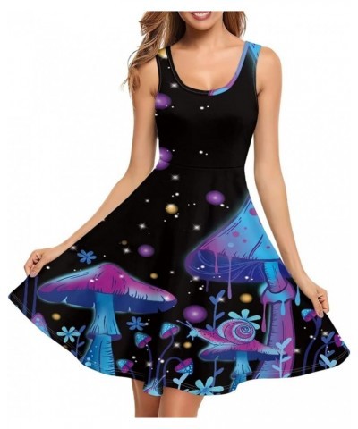 Tank Dress for Women Sleeveless A-line Plus Size XS-4XL Loose Fit Soft Comfy Lightweight Galaxy Mushroom $19.94 Dresses