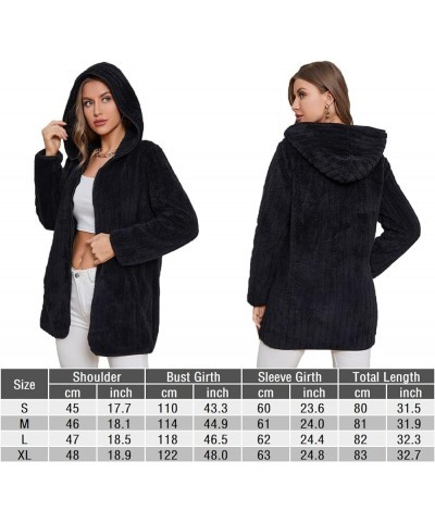 Womens Fuzzy Fleece Sherpa Jacket Zip Up Hooded Cardigans with Pockets Fy806black $11.83 Jackets