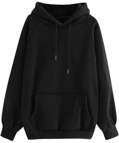 Women's Lightweight Pullover Hoodies Casual Long Sleeve Sweatshirts Top with Pocket Basic Y2K Hoodie Deal of The Day Ac-black...