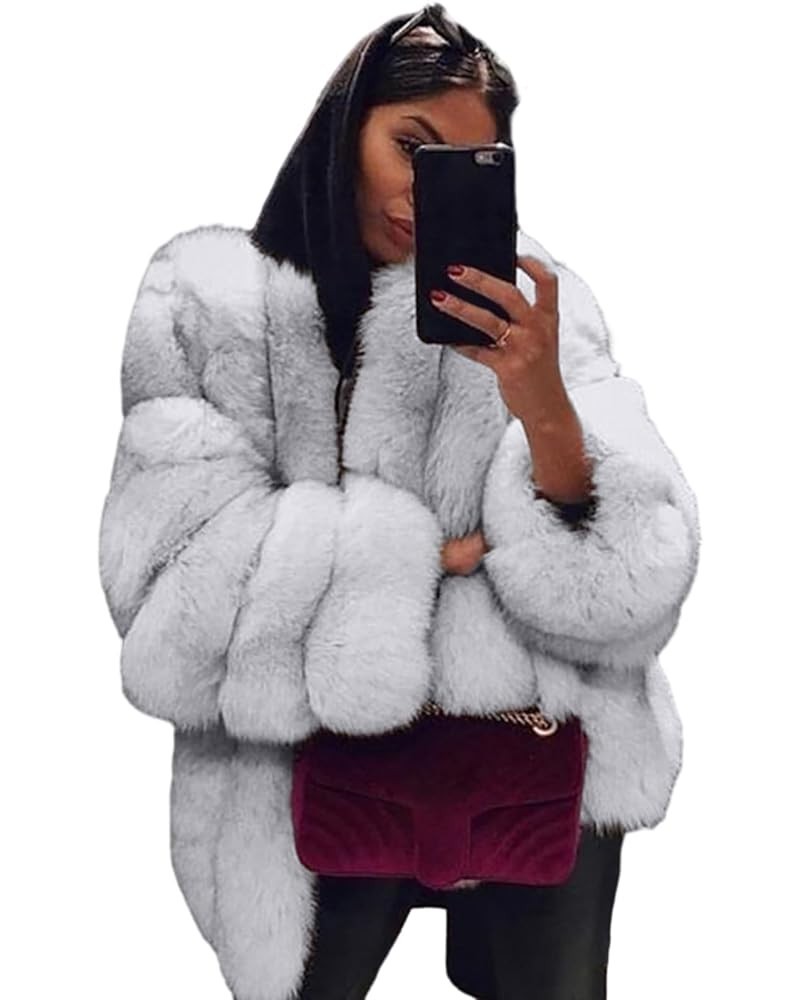 Winter Jackets for Women 2023 Thermal Sherpa Open Front Jacket Oversized Shaggy Faux Shearling Lapel Shacket White $47.52 Coats