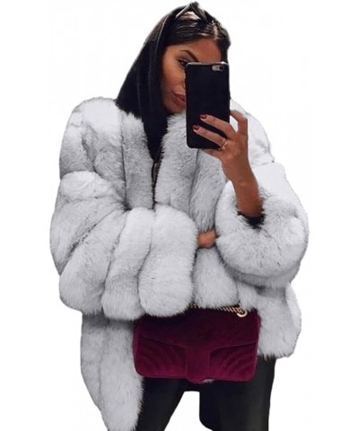 Winter Jackets for Women 2023 Thermal Sherpa Open Front Jacket Oversized Shaggy Faux Shearling Lapel Shacket White $47.52 Coats