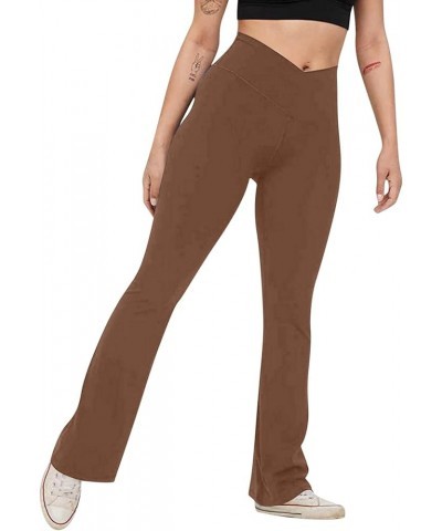 Flare Leggings for Women,Womens Leggings Tummy Control Foldable Sweatpants Yoga Pants Fitness Running Leggings Z42-brown $11....