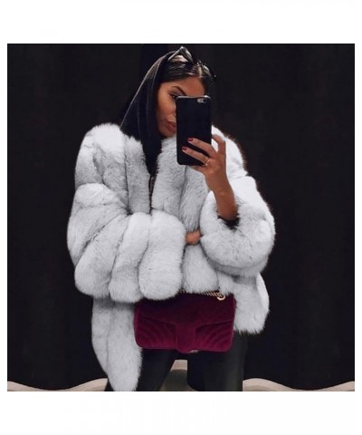 Winter Jackets for Women 2023 Thermal Sherpa Open Front Jacket Oversized Shaggy Faux Shearling Lapel Shacket White $47.52 Coats