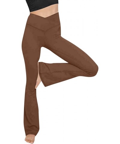 Flare Leggings for Women,Womens Leggings Tummy Control Foldable Sweatpants Yoga Pants Fitness Running Leggings Z42-brown $11....