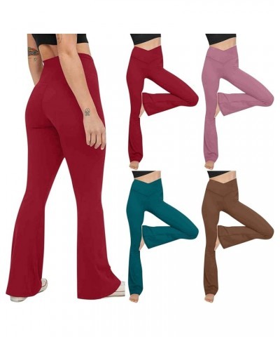 Flare Leggings for Women,Womens Leggings Tummy Control Foldable Sweatpants Yoga Pants Fitness Running Leggings Z42-brown $11....