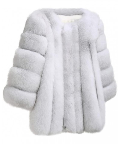 Winter Jackets for Women 2023 Thermal Sherpa Open Front Jacket Oversized Shaggy Faux Shearling Lapel Shacket White $47.52 Coats