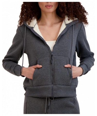 Women's Zip Up Sherpa Lined Hoodie with Pockets Heather Grey $13.19 Hoodies & Sweatshirts