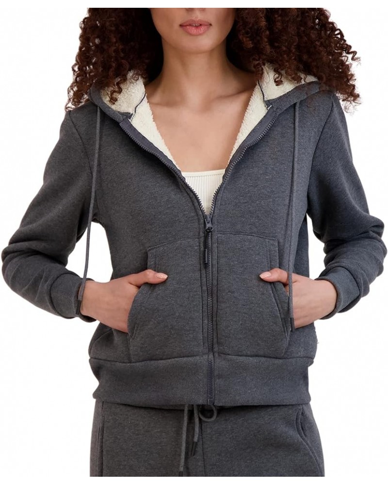 Women's Zip Up Sherpa Lined Hoodie with Pockets Heather Grey $13.19 Hoodies & Sweatshirts